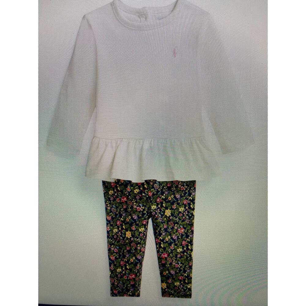NWT Polo Ralph Lauren, kids, organic cotton top and floral leggings set 6M